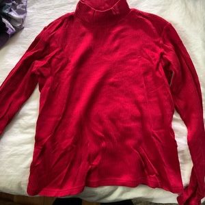 women’s red turtle neck